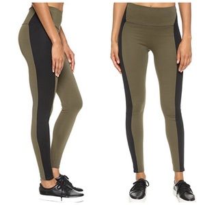 SPANX High Waist Panel Textured Leggings Pants Colour Block Stretch Compression